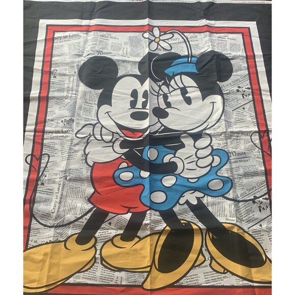 Disney Mickey & Minnie Mouse Fabric Panel - Soulmates Newspaper Print - 35”x42” - Picture 2 of 7